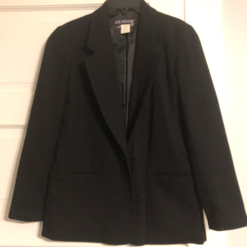 Vintage J.G Hook Black 100% Wool Blazer 4P